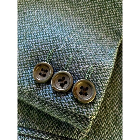 Baumler Mens Lambswool Herringbone Blazer Sport Coat Teal Blue Sz L Austria Made - Picture 4 of 15